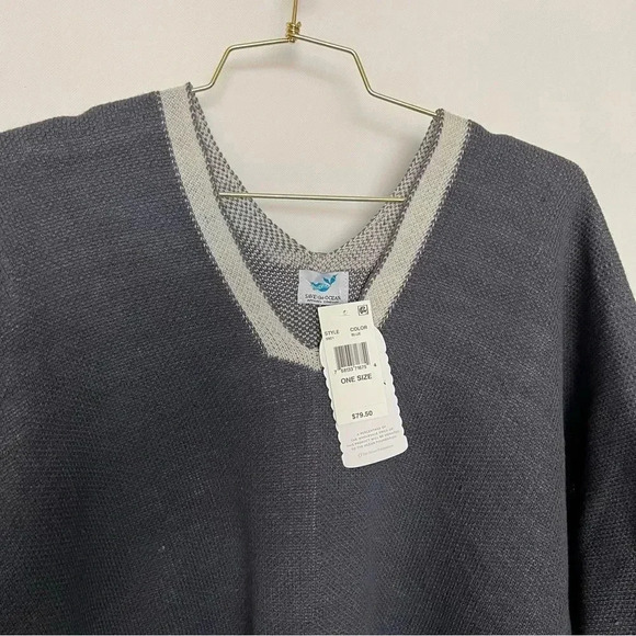Save the Ocean Sustainable Pullover Poncho Gray Colorblocked Lightweight Warm - Picture 5 of 7